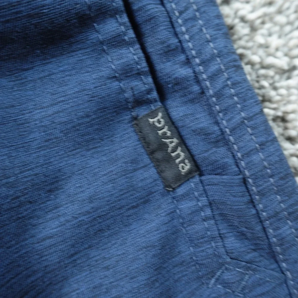 PrAna Shorts Mens L Blue Drawstring Athletic Performance Stretch Outdoor Hike